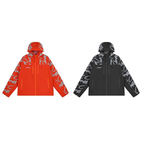 Elitework graffiti zip-up multi-pocket hooded jacket-4385  